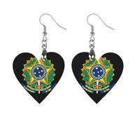 Stemma del Brasile Novità Donna Orecchini Pendenti Moda Stampato Legno Orecchini Pendenti Gioielli, Love, Legno, Nessuna pietra preziosa