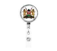 Stemma del Kenya Bobina porta badge in metallo resistente, porta badge retrattile con clip da cintura per porta badge identificativo dipendente Insegnante