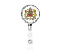 Stemma del Marocco Bobina porta badge in metallo resistente, porta badge retrattile con clip da cintura per porta badge identificativo dipendente Insegnante