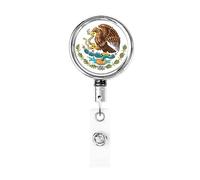 Stemma del Messico Bobina porta badge in metallo resistente, porta badge retrattile con clip da cintura per porta badge identificativo dipendente insegnante