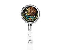 Stemma del Messico Bobina porta badge in metallo resistente, porta badge retrattile con clip da cintura per porta badge identificativo dipendente Insegnante 1