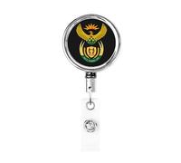 Stemma del Sud Africa Bobina porta badge in metallo resistente, porta badge retrattile con clip da cintura per porta badge identificativo dipendente Insegnante