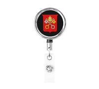 Stemma della Città del Vaticano Bobina porta badge in metallo resistente, porta badge retrattile con clip da cintura per portachiavi Porta badge Impiegato Insegnante