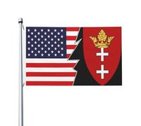 Stemma Della Città Libera Di Danzica E America Garden Flag Durevole Bandiere Da Giardino Con 2 Occhielli Bandiera Da Cortile Per Interni Patio Esterni 90X150 Cm