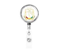 Stemma della Guinea Bobina porta badge in metallo resistente, porta badge retrattile con clip da cintura per porta biglietti da visita dipendente Insegnante dipendente