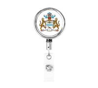 Stemma della Guyana Bobina porta badge in metallo resistente, porta badge retrattile con clip da cintura per porta badge identificativo dipendente Insegnante 1