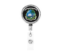 Stemma della Liberia Bobina porta badge in metallo resistente, porta badge retrattile con clip da cintura per porta badge identificativo dipendente insegnante