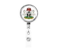 Stemma della Nigeria Bobina porta badge in metallo resistente, porta badge retrattile con clip da cintura per porta badge identificativo dipendente Insegnante