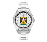 Stemma della Repubblica Araba Unita Orologio al Quarzo Personalizzato Orologio da Polso in Acciaio Inox con Numeri Arabi per Uomo Donna
