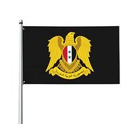 Stemma della Siria Bandiere, Bandiere decorative per esterni 3x5ft 100% poliestere Bandiere esterne per tutte le condizioni atmosferiche, il colore è brillante e facile da sbiadire, asciugatura rapid