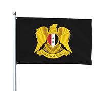 Stemma della Siria Bandiere, Bandiere decorative per esterni 3x5ft 100% poliestere Bandiere esterne per tutte le condizioni atmosferiche, il colore è brillante e facile da sbiadire, asciugatura rapid