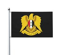 Stemma della Siria Bandiere, Bandiere decorative per esterni 3x5ft 100% poliestere Bandiere esterne per tutte le condizioni atmosferiche, il colore è brillante e facile da sbiadire, asciugatura rapid