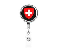 Stemma della Svizzera Bobina porta badge in metallo resistente, porta badge retrattile con clip da cintura per portachiavi Porta badge Impiegato Insegnante