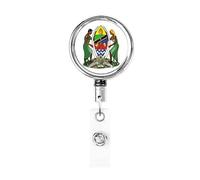 Stemma della Tanzania Bobina porta badge in metallo resistente, porta badge retrattile con clip da cintura per porta badge identificativo dipendente insegnante