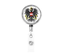 Stemma dell'Austria Bobina porta badge in metallo resistente, porta badge retrattile con clip da cintura per porta badge identificativo dipendente Insegnante