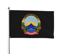 Stemma delle bandiere della Macedonia del Nord, bandiere decorative per esterni 3x5ft Bandiere in 100% poliestere al di fuori di tutte le condizioni atmosferiche, il colore è brillante e facile da sb