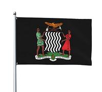 Stemma delle bandiere dello Zambia, bandiere decorative per esterni 3x5ft 100% poliestere Bandiere esterne per tutte le condizioni atmosferiche, il colore è brillante e facile da sbiadire, asciugatur