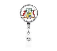Stemma delle Mauritius Bobina porta badge in metallo resistente, porta badge retrattile con clip da cintura per porta badge identificativo dipendente Insegnante