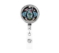 Stemma delle Seychelles Bobina porta badge in metallo resistente, porta badge retrattile con clip da cintura per porta badge identificativo dipendente insegnante