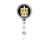Stemma dell'Egitto Bobina porta badge in metallo resistente, porta badge retrattile con clip da cintura per porta biglietti da visita dipendente Insegnante dipendente
