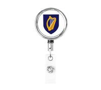 Stemma dell'Irlanda Bobina porta badge in metallo resistente, porta badge retrattile con clip da cintura per porta badge identificativo dipendente Insegnante