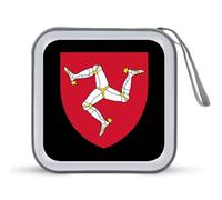 Stemma dell'Isola di Man, divertente porta CD e DVD, custodia protettiva in plastica rigida con cordino, organizer portatile per 40 CD, Stile:, Taglia unica