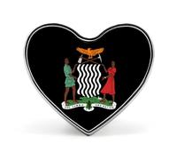 Stemma dello Zambia, spilla a forma di cuore, accessorio per abbigliamento e gioielli per uomo e donna.