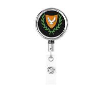 Stemma di Cipro Bobina porta badge in metallo resistente, porta badge retrattile con clip da cintura per porta badge identificativo dipendente Insegnante