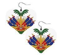 Stemma Di Haiti Donna Orecchini Ecopelle Orecchino Goccia Pendenti