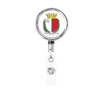 Stemma di Malta Bobina porta badge in metallo resistente, porta badge retrattile con clip da cintura per porta badge identificativo dipendente Insegnante 1