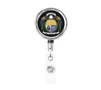 Stemma di Nauru Bobina porta badge in metallo resistente, porta badge retrattile con clip da cintura per porta badge identificativo dipendente insegnante