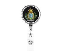 Stemma di San Marino Bobina porta badge in metallo resistente, porta badge retrattile con clip da cintura per portachiavi Porta badge Impiegato Insegnante