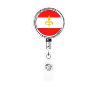 Stemma di Trieste Bandiera Bobina porta badge in metallo resistente, porta badge retrattile con clip da cintura per portachiavi Porta badge Impiegato Insegnante 1