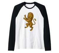 Stemma Leone Rinascimento Arte Araldico Animale Medievale Maglia con Maniche Raglan
