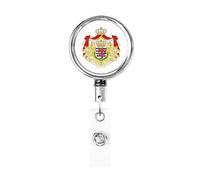 Stemma maggiore del Granducato del Lussemburgo Porta badge in metallo resistente a bobina, porta badge retrattile con clip da cintura per portachiavi Porta badge Impiegato Insegnante 1