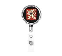 Stemma minore della Cecoslovacchia Bobina porta badge in metallo resistente, porta badge retrattile con clip da cintura per portachiavi Porta badge Impiegato Insegnante