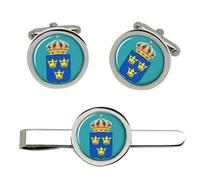 Stemma Nazionale Svedese Gemelli E Fermacravatta Set