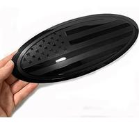 Stemma ovale per griglia anteriore e portellone posteriore, in alluminio, con bandiera americana nera, per F150 (24,1 cm, nero)