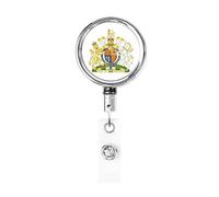 Stemma reale del Regno Unito Bobina porta badge in metallo resistente, porta badge retrattile con clip da cintura per porta biglietti da visita dipendente Insegnante 1