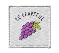Stemma termoadesiva Vetement 7 x 7 cm - Be Grapeful Pun Food Fruit Grape - Patch da stirare per riparazione o personalizzazione - Borsa jeans stampata in Francia