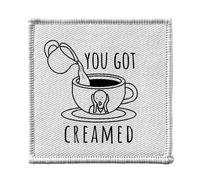 Stemma termoadesiva Vetement 7 x 7 cm - You Got Creamed Coffee Cream Milk - Patch da stirare per riparazione o personalizzazione - Borsa jeans stampata in Francia