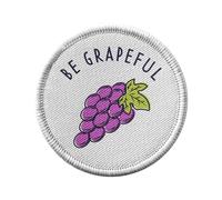 Stemma termoadesiva Vetement rotondo 7 cm - Be Grapeful Pun Food Fruit Grape - Patch da stirare per riparazione o personalizzazione - Borsa jeans stampa in Francia