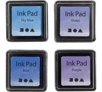 Stempelkissen, H: 2 cm, Größe 3,5x3,5 cm, Blau, Himmelblau, Flieder, Violett, 4