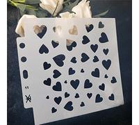 Stencil a forma di cuore in plastica PET con design a forma di cuore, perfetto per il design tessile, decorazione da parete, finestra, carta, scrapbooking, artigianato per bambini, 13 x 14 cm