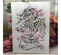 Stencil a forma di drago per pittura, formato A4, 29 cm, stencil per artigianato, riutilizzabili, modelli di animali, modelli di disegno, progetti artistici fai da te stile A
