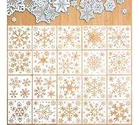 Stencil a Forma di Fiocco di Neve, Shyllin 20 PCS Stencil di Disegno di Natale in Plastica, Modello di Pittura di Natale Riutilizzabili, Decorazione Fai da Te per Finestre, Legno, Pareti
