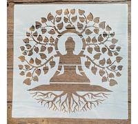 Stencil a forma di foglia, 30 x 30 cm, motivo mandala, albero della vita, per pittura da parete, album da colorare, incidere, modello decorativo, stile 3