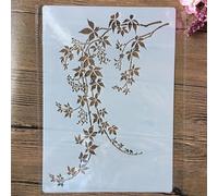 Stencil a forma di foglia, formato A4, 29 cm, con ramo, albero di ginkgo e foglie di ginkgo, stencil a strati per pittura murale, colorazione, goffratura, album decorativo, stile C