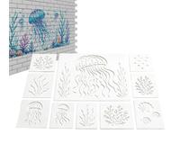 Stencil a forma di pesce per dipingere decorazione da disegno | Stencil a forma di pesce marino per decorazione murale da parete con disegni di roccia ceramica torta modello per realizzare