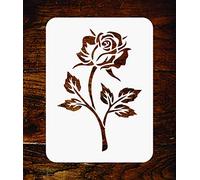 Stencil a forma di rosa singola - 11,5 x 16,5 cm - Riutilizzabili Bloom Flora Flower Wall Stencil Templatee